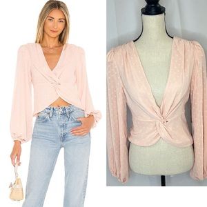 Majorelle Alejandra Long Sleeve Pink Fil Coupe Cropped Blouse